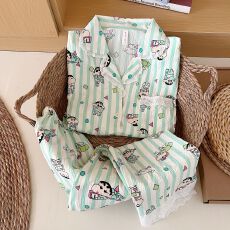 批发宏达盛云朵<b class='q'>棉</b>花边格子<b class='q'>睡衣</b>女春秋季长袖长裤少女高级感家居服套装