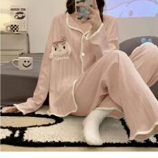 批发宏达盛秋冬季学生新款ins风<b class='q'>长袖</b>长裤睡衣女可爱开衫女<b class='q'>家居服</b>