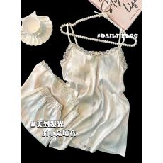 批发宏达盛带胸垫<b class='q'>夏季</b>ins风<b class='q'>睡衣</b>女仿真丝<b class='q'>性感</b>吊带甜美家居服套装