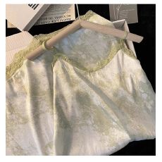 批发带胸垫 ins风夏季女款冰丝仿真丝绸睡衣<b class='q'>性感</b>甜美吊带裙家居服