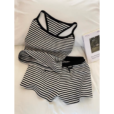 批发夏季新款睡衣<b class='q'>女</b>性感吊带<b class='q'>女</b>生短袖两件套装冰丝螺纹甜美可爱家居服