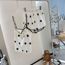 批发宏达盛带胸垫夏季新款睡衣女华尔棉<b class='q'>圆点</b>吊带甜美性感家居服套装