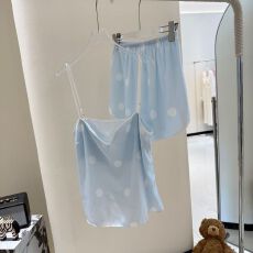 批发宏达盛带胸垫夏季新款睡衣女华尔棉<b class='q'>圆点</b>吊带甜美性感家居服套装