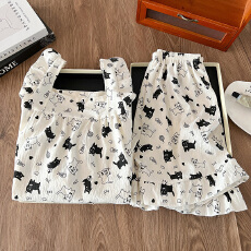 批发爆款夏季睡衣女云朵棉薄款皱布小飞袖背心短裤甜美少女家居服套装