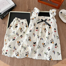 批发爆款夏季睡衣女云朵棉薄款皱布小飞袖背心短裤甜美少女家居服套装