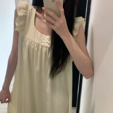 小飞袖吊带云朵棉睡裙女夏季公主蝴蝶结宽松中长款连衣裙家居服