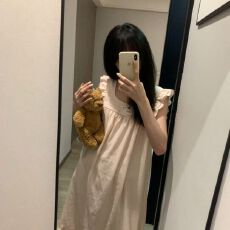 小飞袖吊带云朵棉睡裙女夏季公主蝴蝶结宽松中长款连衣裙家居服