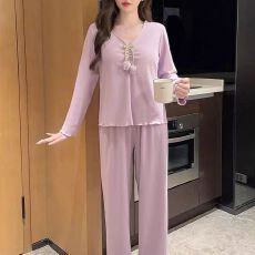 批发少女甜美高级德绒纯色<b class='q'>睡衣</b>女冬季新款加厚保暖家居服开衫套装外穿