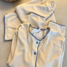 批发直播爆款德绒秋冬<b class='q'>睡衣</b>女纯色圆领长袖家居服套装抖音小红书