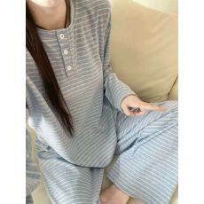 宏达盛德绒花边条纹睡衣女新款秋冬季保暖女士家居服套装
