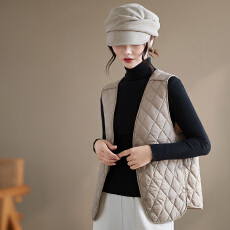 批发实拍秋冬新款文艺大码纯色简约宽松显瘦内搭夹棉马甲百搭保暖外套