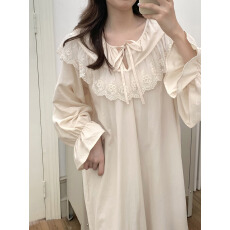 批发实拍 ins秋季<b class='q'>全棉</b>法式田园蕾丝花边家居服睡裙连衣裙