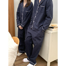 批发实拍实价 ins秋冬新款条纹韩系家居服睡衣套装<b class='q'>情侣</b><b class='q'>款</b>