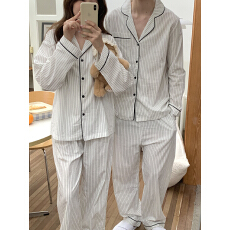 批发实拍实价 ins秋冬新款条纹韩系家居服睡衣套装<b class='q'>情侣</b><b class='q'>款</b>