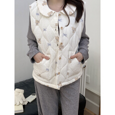 批发实拍 ins冬季加厚夹棉保暖韩系甜美小熊居家外穿翻领背心马甲