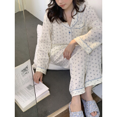 批发实拍实价韩系小<b class='q'>碎花</b>双层棉纱全棉家居服睡衣套装