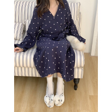 批发实拍INS韩系爱心双层棉纱全棉浴袍睡袍