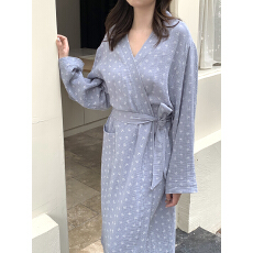 批发实拍实价韩系小碎花双层棉纱全棉家居服睡袍