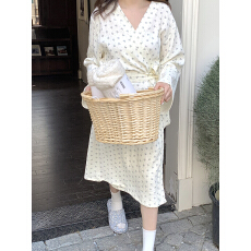 批发实拍实价韩系小碎花双层棉纱全棉家居服睡袍