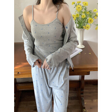 批发实拍实价 韩系爱心软糯针织<b class='q'>三件套</b>家居服<b class='q'>睡衣</b>套装带胸垫