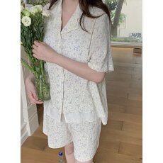 批发实拍实价 韩系复古小碎花精致花边<b class='q'>全棉</b>双层棉家居服套装