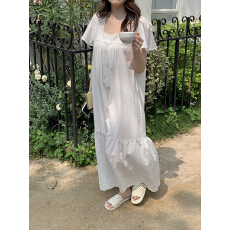 批发实拍实价精致法式重工刺绣花边<b class='q'>全棉</b>度假风家居服睡裙连衣裙