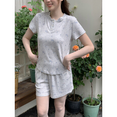 批发实价实拍  夏季韩系全棉<b class='q'>针织</b>提花小狗印花家居服睡衣套装可外穿