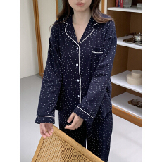 批发实价实拍  秋季韩系<b class='q'>全棉</b>小星星印花开衫翻领家居服<b class='q'>睡衣</b>套装