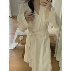 批发实价实拍 秋季韩系双层棉纱肌理感家居服睡袍