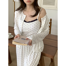 批发实价实拍  秋季韩系星屿爱心三件套带胸垫家居服睡衣<b class='q'>套装</b>