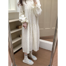 批发实价实拍  <b class='q'>秋</b>季韩系双层棉纱紫罗兰家居服睡裙连衣裙