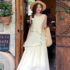 批发孕妇韩系氛围感穿搭通勤夏季新款无袖连衣裙