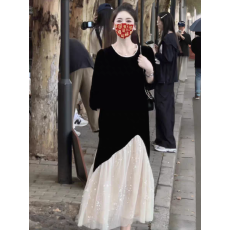 批发孕妇夏款钻石星空拼接亮片气质显瘦<b class='q'>连衣裙</b>