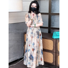 批发孕妇夏款气质高级感碎花<b class='q'>亚麻</b><b class='q'>连衣裙</b>大码遮肚<b class='q'>连衣裙</b>