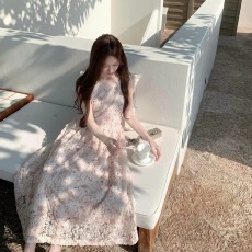 批发孕妇夏款~花房少女 立体花朵无袖连衣裙减龄春夏垂感长裙