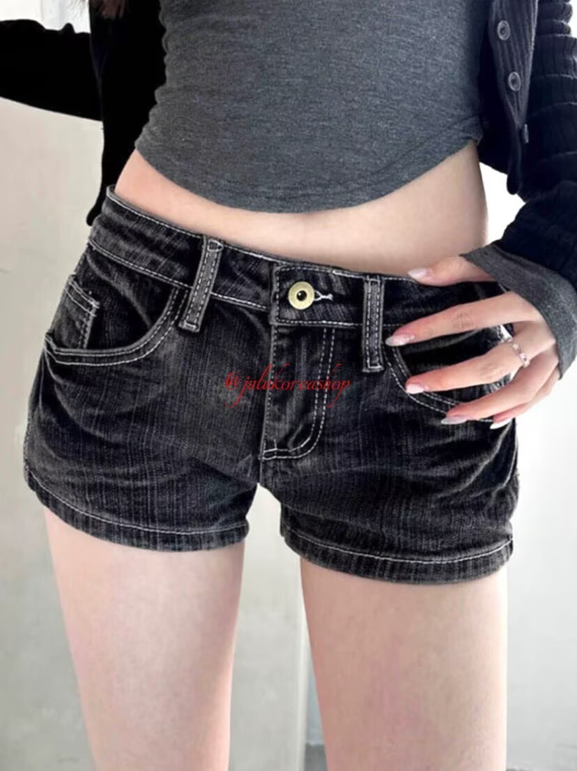 도중에 julykoreashop25ss 한국 작은 대중 핫걸 타이트 스커트 레트로 마 오래된 워싱 데님 반바지