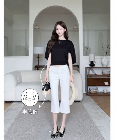 토끼 버블 꽃차 코코아 계란 우유 펭 넓적 다리 디자인 사면 신축 라이 경기 서울 중 로우 웨이스트 7 점 청바지