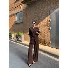 批发实拍实价 秋冬新款新中式系带收腰显瘦<b class='q'>衬衫</b>高腰休闲阔腿<b class='q'>裤</b><b class='q'>两件套</b>
