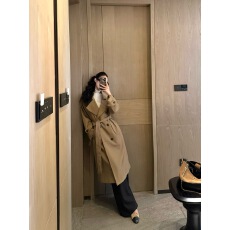 实拍实价 韩系宽松中长款立领风衣外套气质系带开衫外套