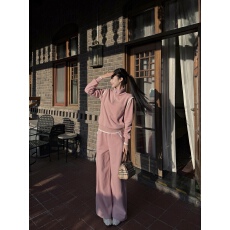 批发实拍实价 新款休闲套装半拉链显瘦拼色卫衣通勤<b class='q'>春</b>季休闲风套装