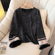 批发实拍2026春季厚款新中式国风复古上衣长袖打底衫气质显瘦内搭