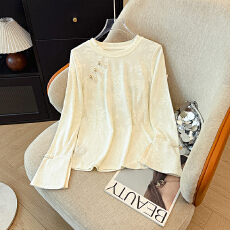 批发实拍新中式国风复古圆领提花衬衫<b class='q'>打底衫</b>女装2026春装新款气质小衫