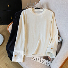 批发实拍2026春装新款新中式<b class='q'>打底衫</b>上衣针织提花百搭长袖T恤国风女装