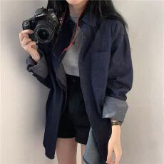 批发<b class='q'>牛仔</b>外套女秋季新款韩版宽松复古港味2025年新款韩国<b class='q'>牛仔</b><b class='q'>衬衫</b>上衣
