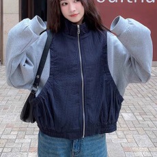 批发蓝色时髦撞色假两件立领棒球服<b class='q'>外套</b>女秋冬2025新款韩系酷飒风<b class='q'>夹克</b>