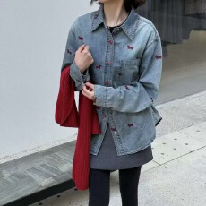 批发【刺绣<b class='q'>牛仔</b>】小马利刺绣翻领<b class='q'>衬衫</b><b class='q'>女</b>2026春季新款百搭<b class='q'>牛仔</b>外套长袖