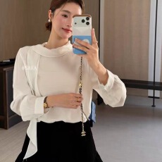 批发2026春季新款韩版<b class='q'>白色</b>气质显瘦浪漫飘带设计感长袖<b class='q'>衬衫女</b>