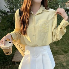 批发2026年春季新款时尚慵懒松弛感衬衫吸汗透气宽松舒适随性长袖上衣