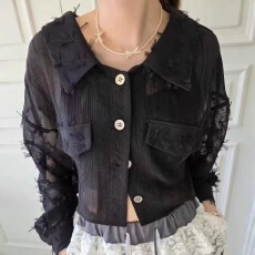 批发<b class='q'>韩国</b>东大门女装直供应2026春季新款透视衬衫立体化单排扣显瘦衬衣