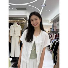 批发2026年春夏新款简约时尚开衫扣子门襟<b class='q'>韩版</b>女式短袖圆领上衣衬衣
